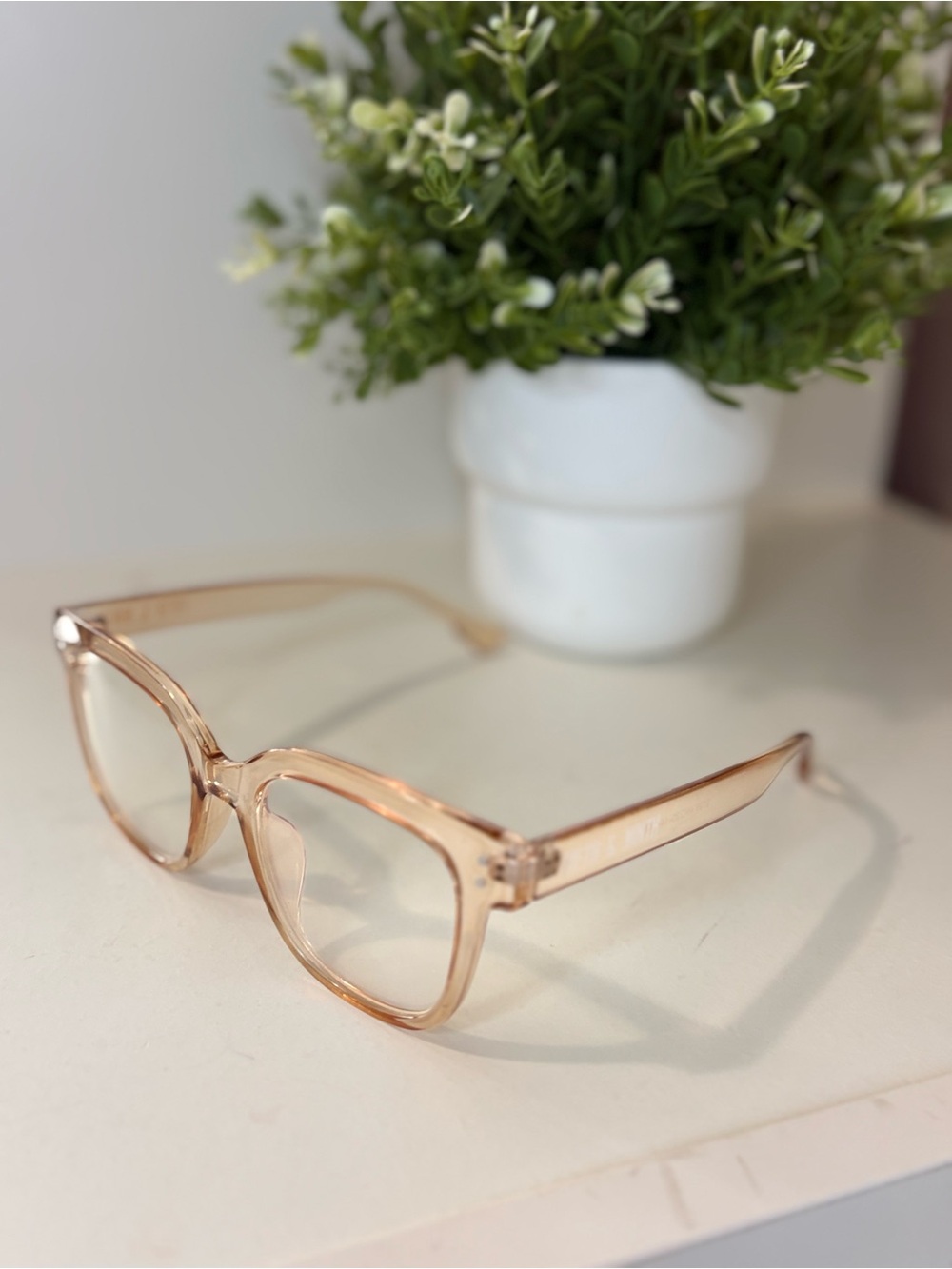 Fifth & Ninth Clear Tan Square Blue Light Glasses Computer Eyewear